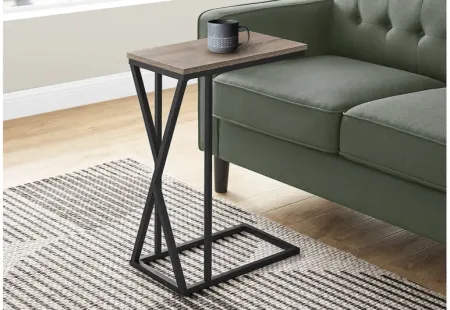 Accent Table - 25"H / Dark Taupe / Black Metal