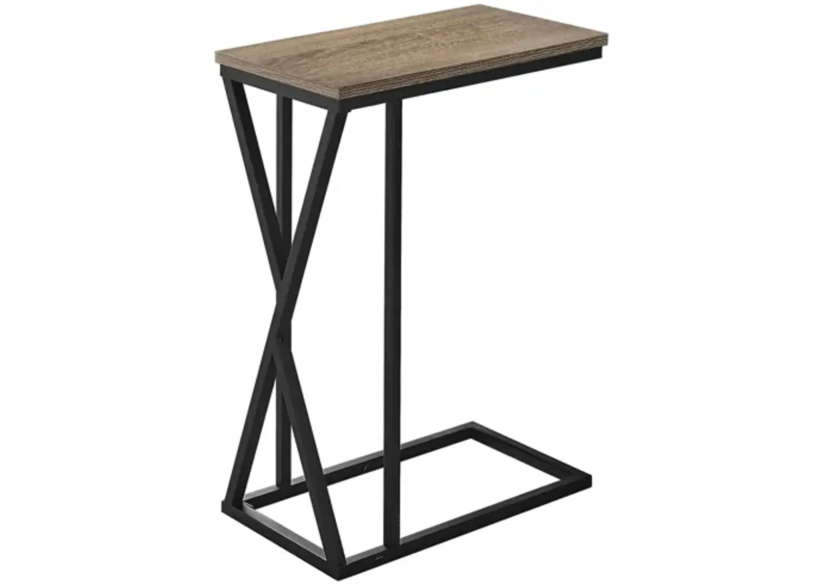 Accent Table - 25"H / Dark Taupe / Black Metal