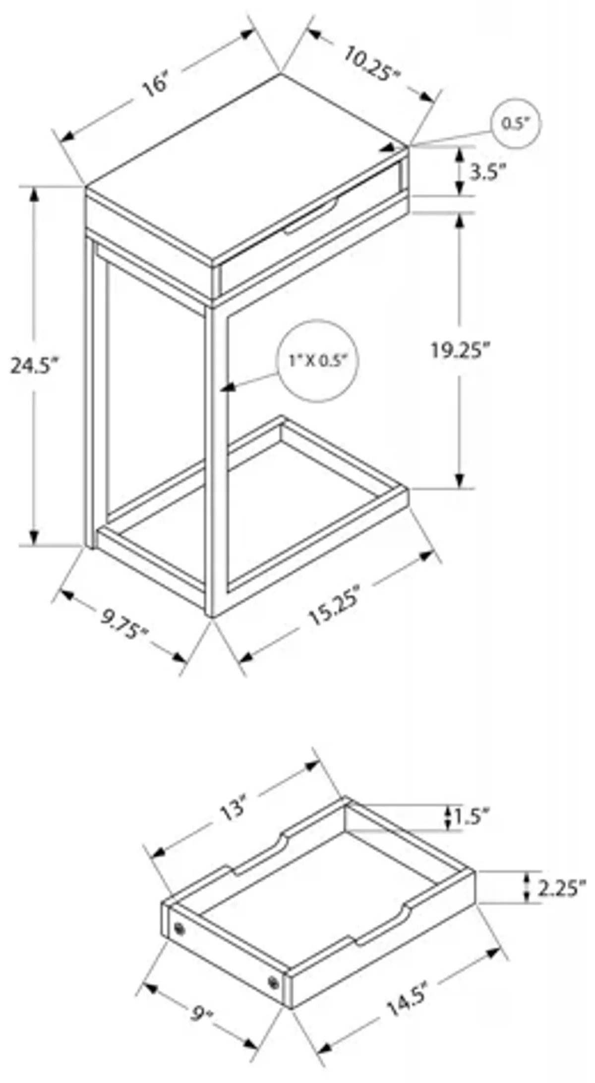 Accent Table - Brown Reclaimed-Look / Black Metal