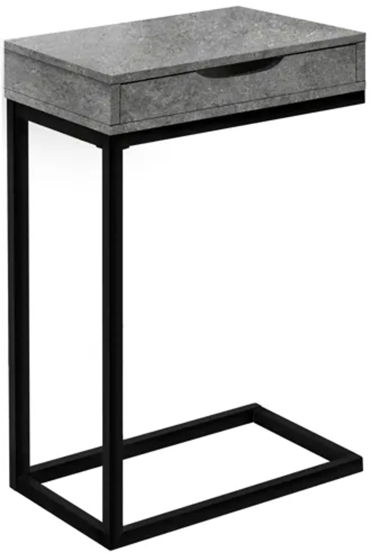 Grey Stone-Look Black Metal Chairside Table