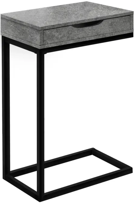 Grey Stone-Look Black Metal Chairside Table