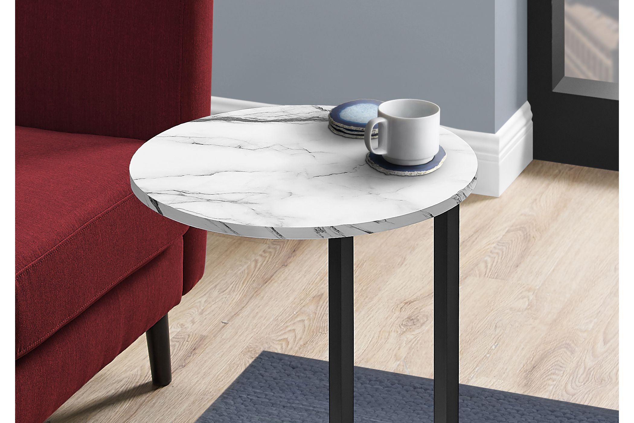 Nielson 24" White Faux Marble Accent Table