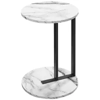 Nielson  24" White Faux Marble Accent Table