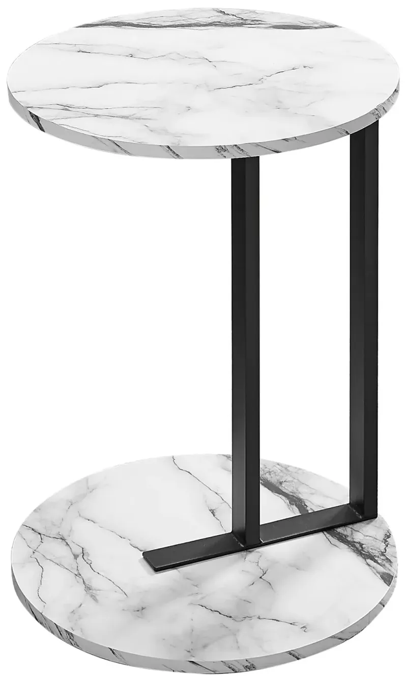 Nielson  24" White Faux Marble Accent Table