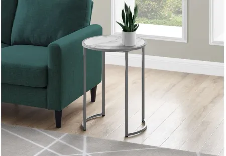 Orndorff 24" White Faux Marble Accent Table