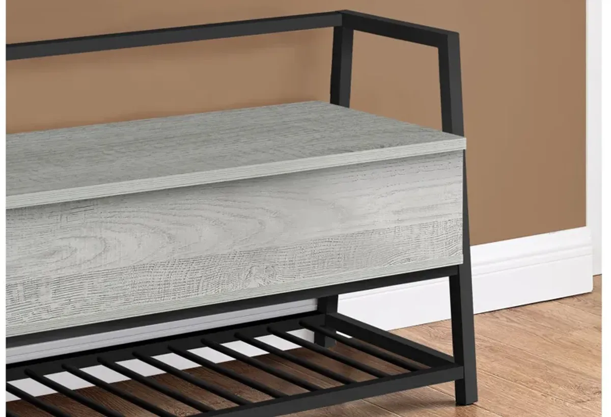 Grey & Black Metal Storage Bench