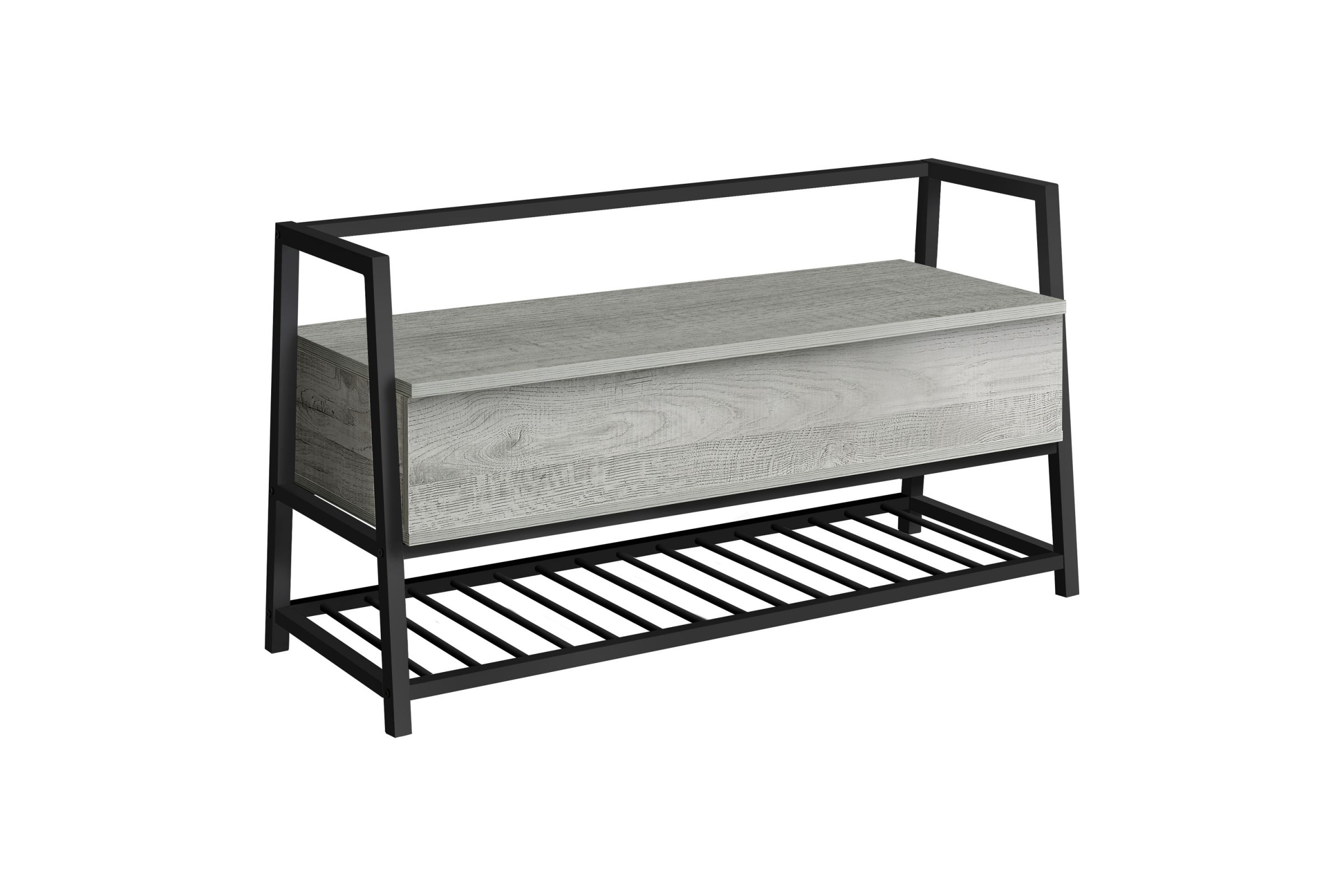 Grey & Black Metal Storage Bench