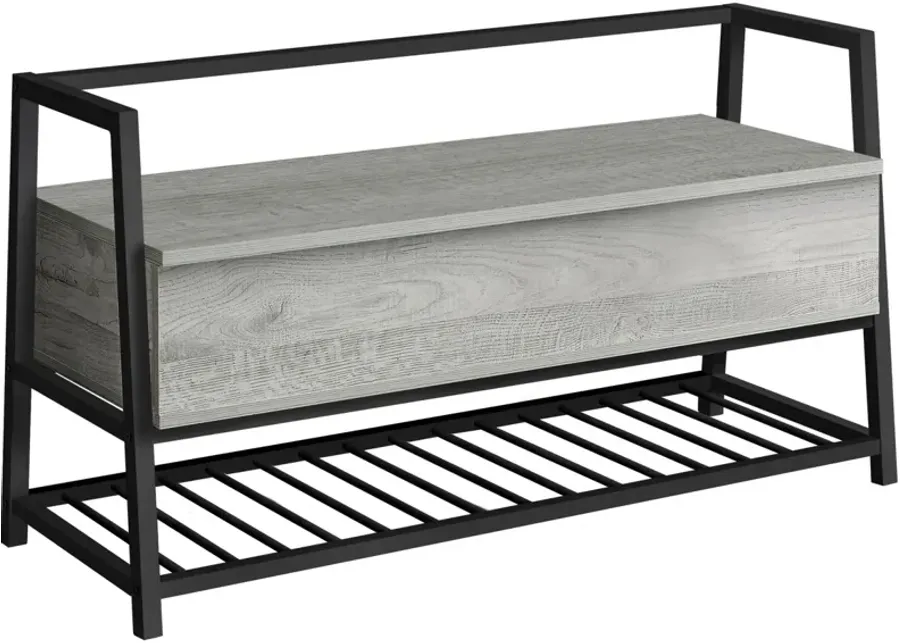 Grey & Black Metal Storage Bench