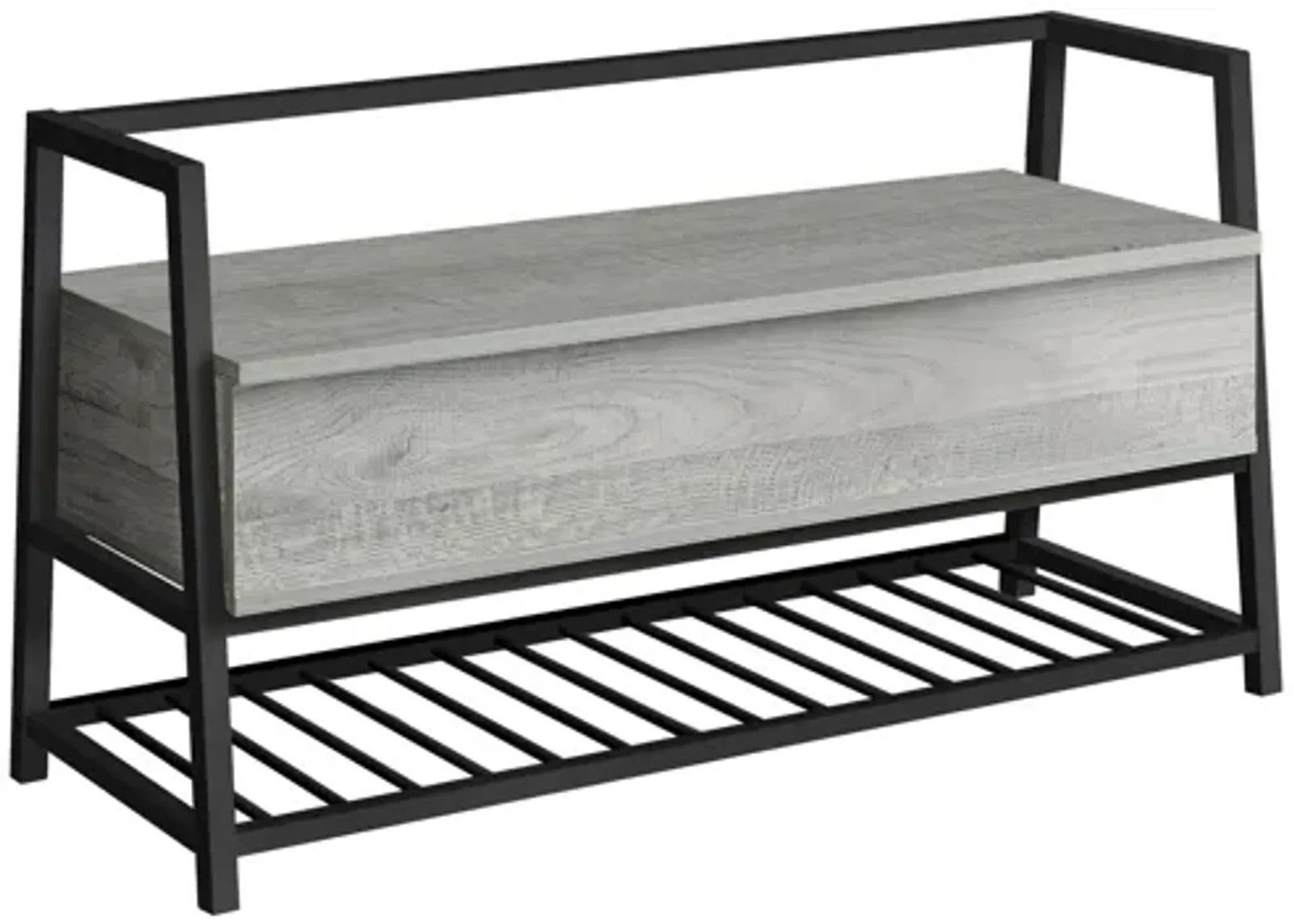 Grey & Black Metal Storage Bench