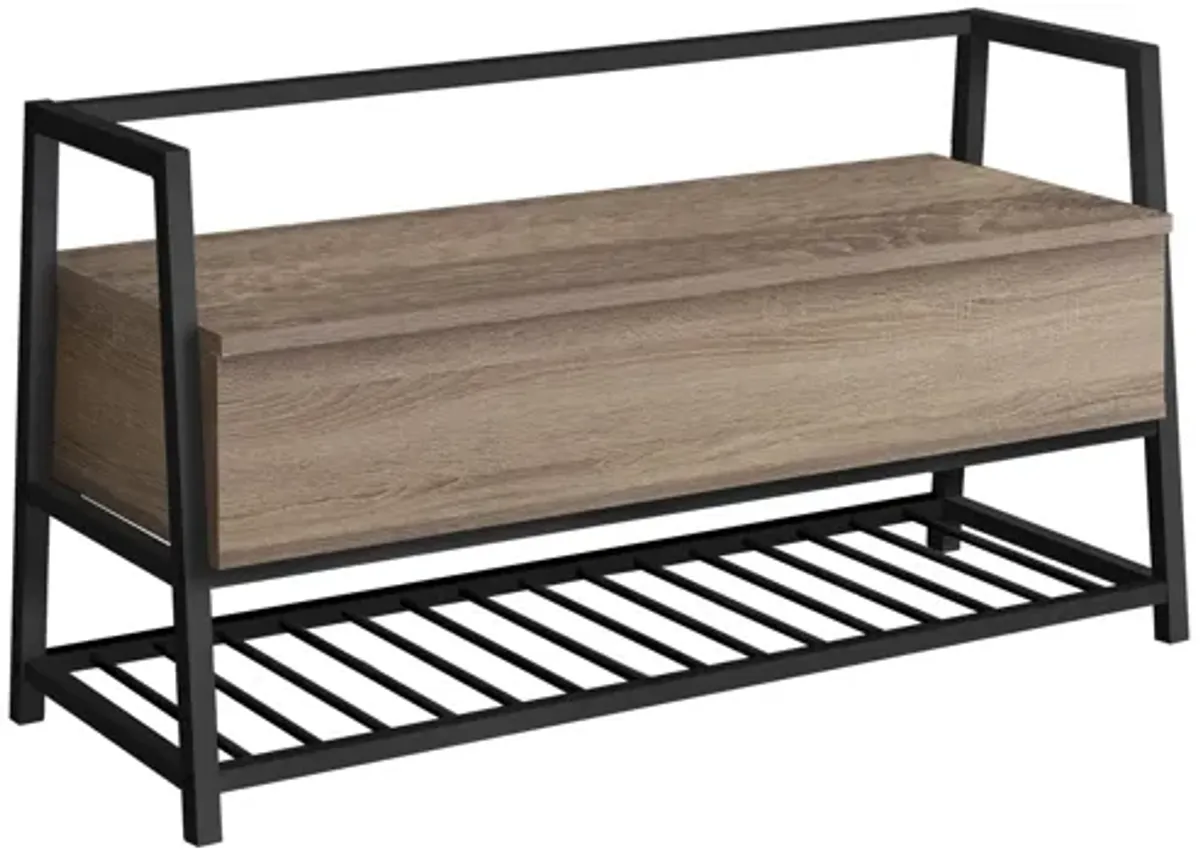 Dark Taupe & Black Metal Storage Bench