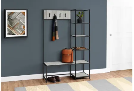 Nolan 72" Grey Metal Hall Entry with Bench