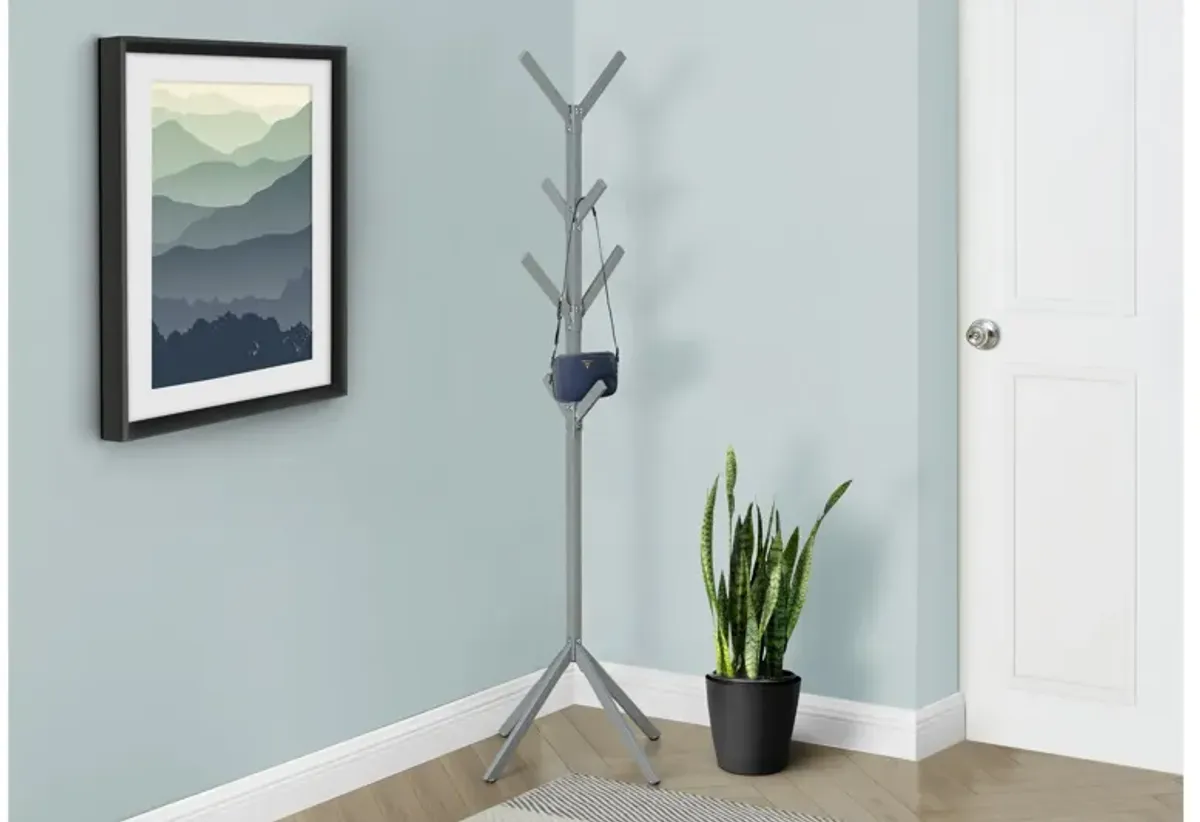 Silver Metal Coat Rack