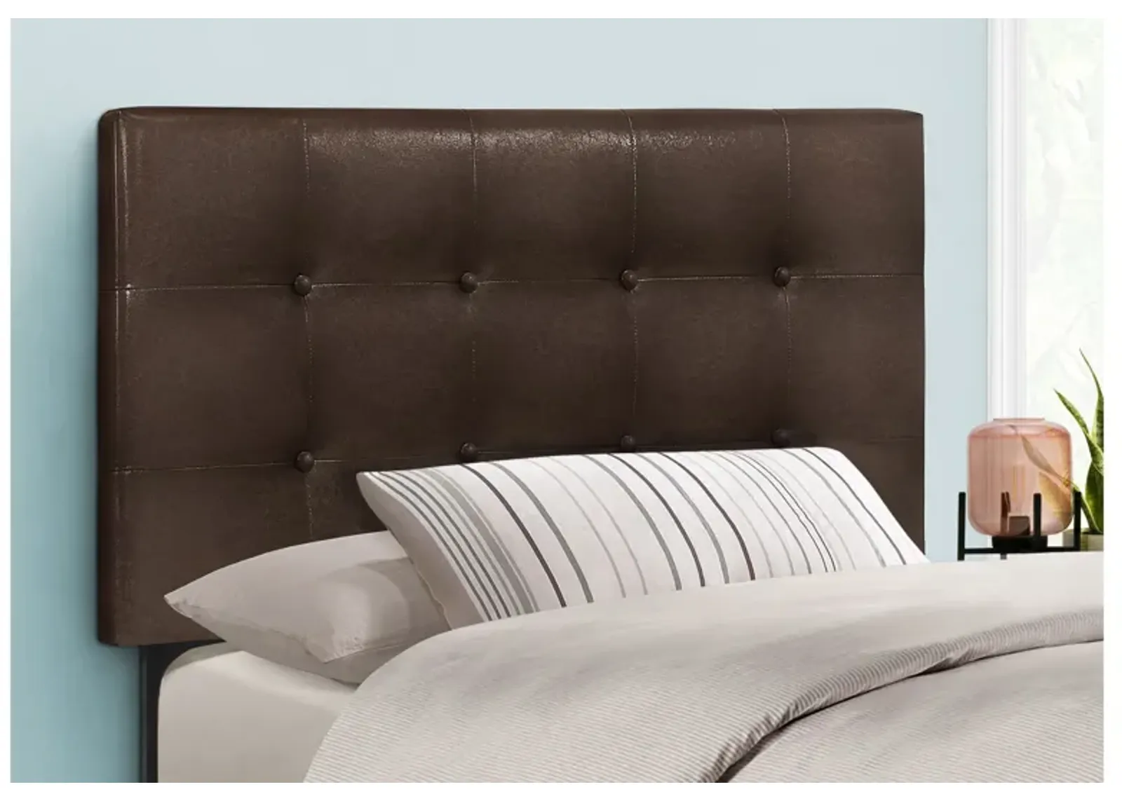 Garren Brown Faux Leather Twin Headboard