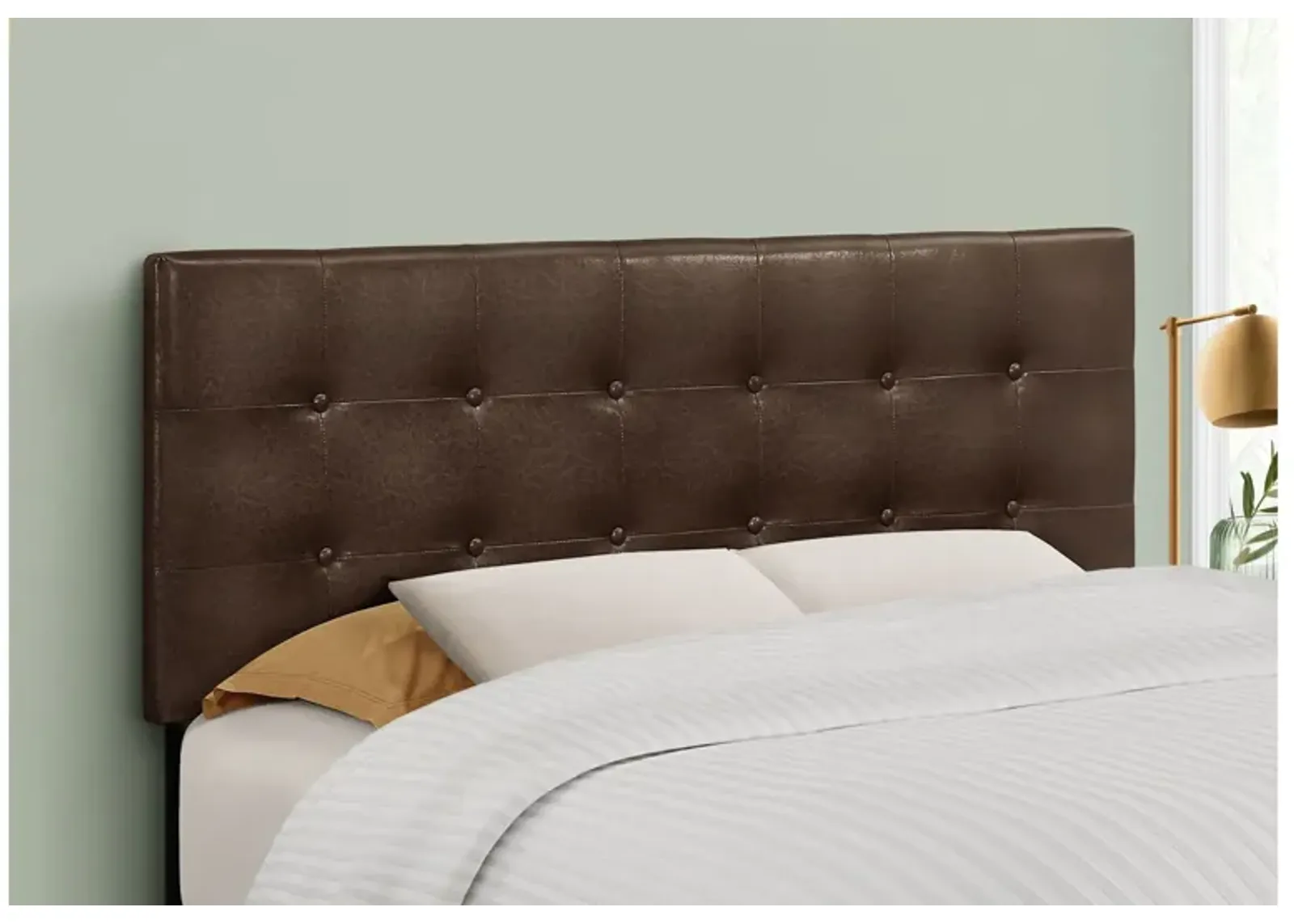 Brown Leather-Look Full Headboard