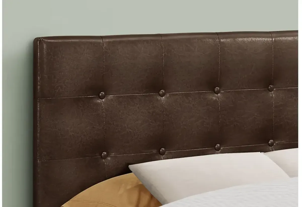 Brown Leather-Look Full Headboard