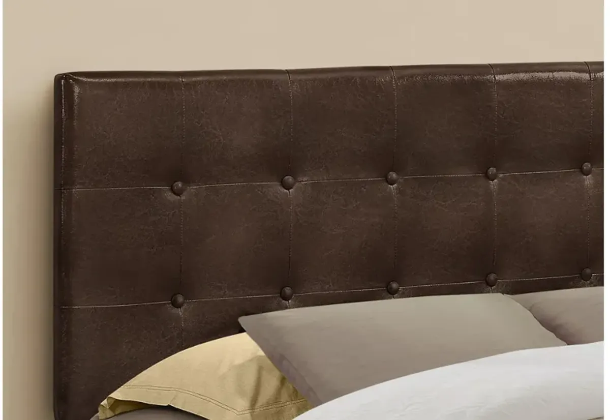 Brown Leather-Look Queen Headboard