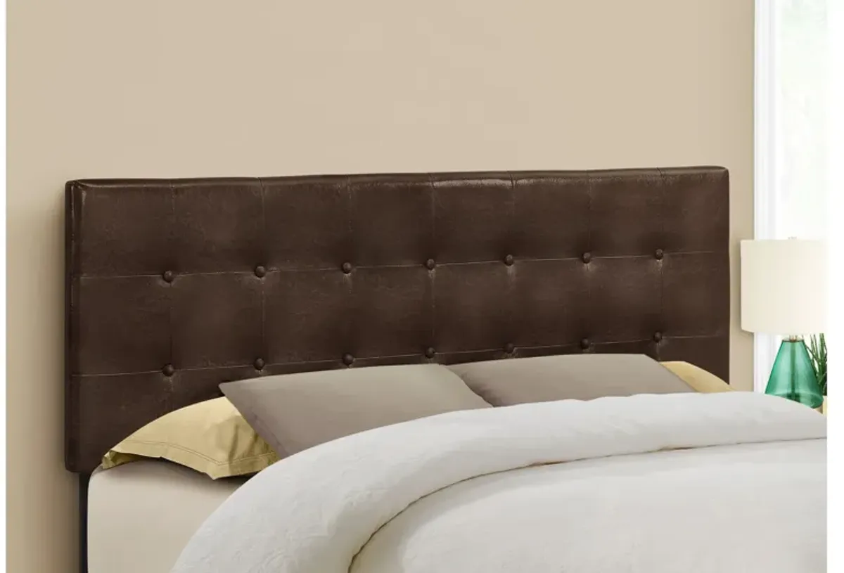 Brown Leather-Look Queen Headboard