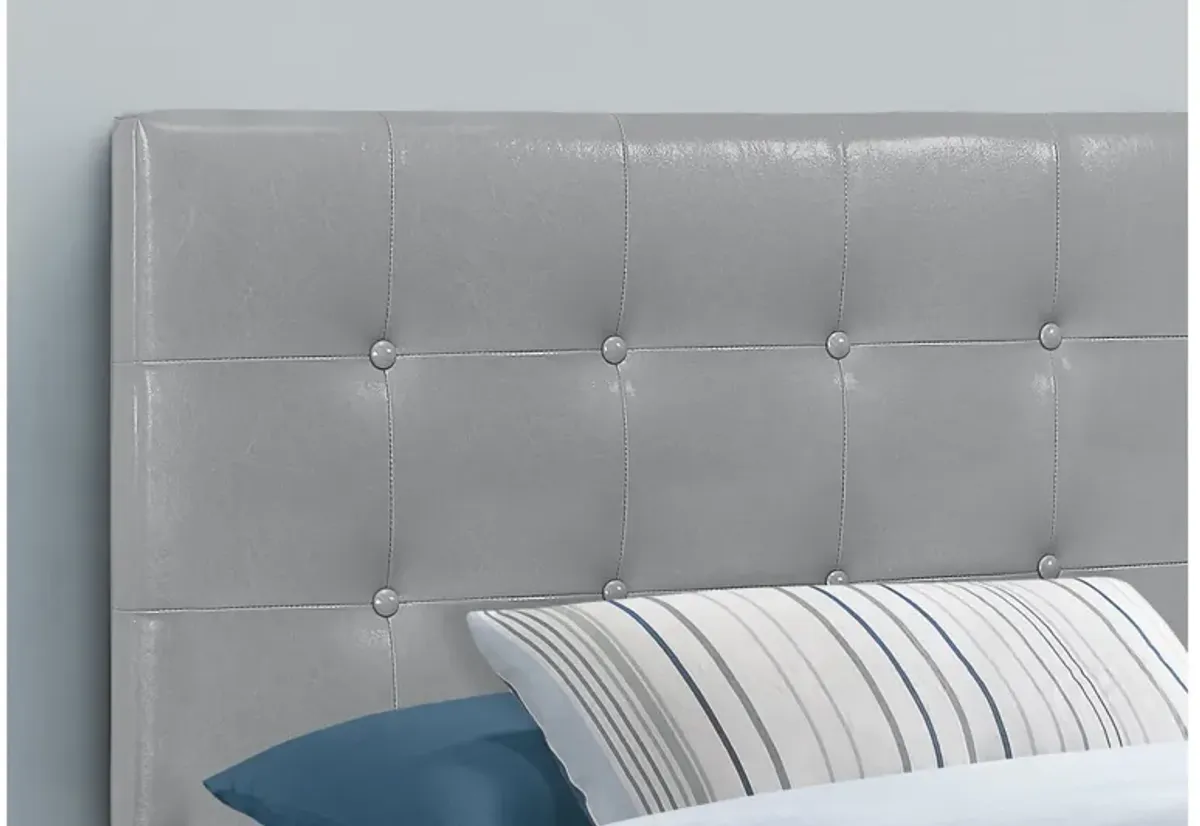 Grey Leather-Look Twin Headboard