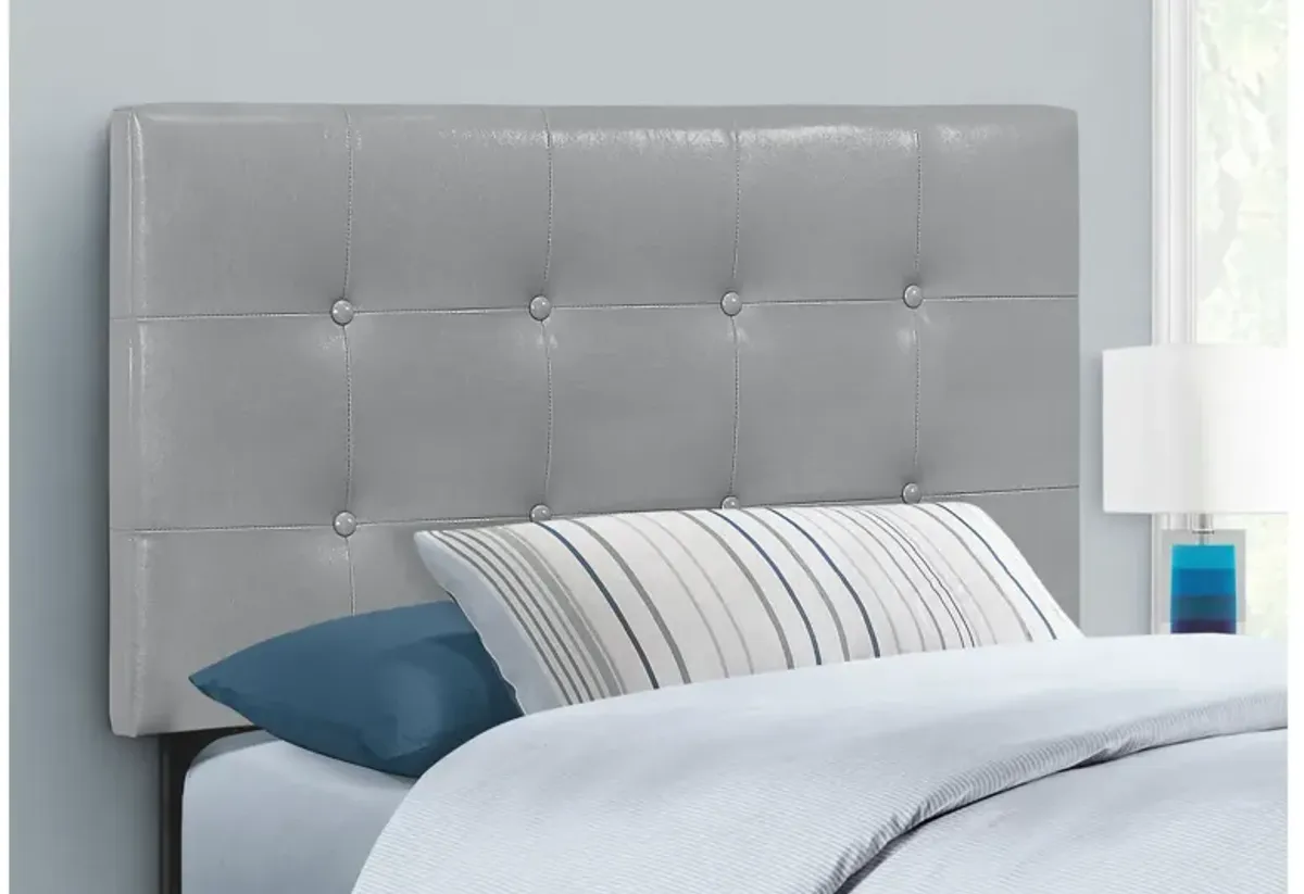 Grey Leather-Look Twin Headboard