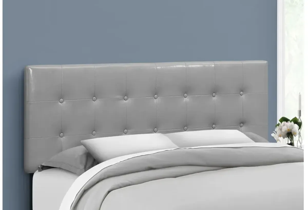 Bed - Queen Size / Grey Leather-Look Headboard Only