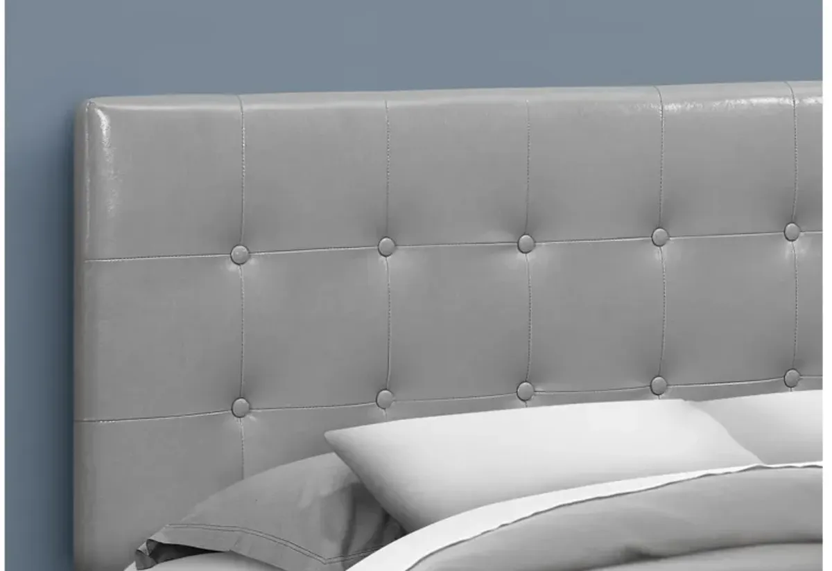 Bed - Queen Size / Grey Leather-Look Headboard Only