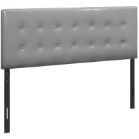 Bed - Queen Size / Grey Leather-Look Headboard Only