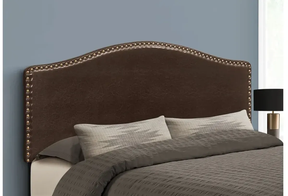 Wolfe Brown Faux Leather Queen Headboard