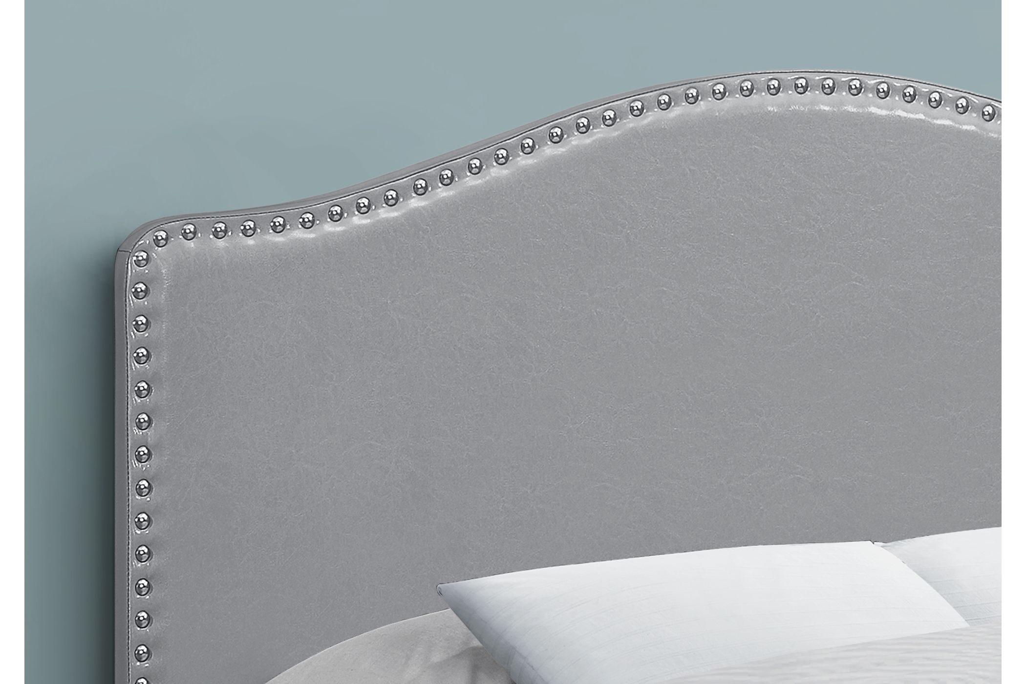Wolfe Grey Faux Leather Full Headboard