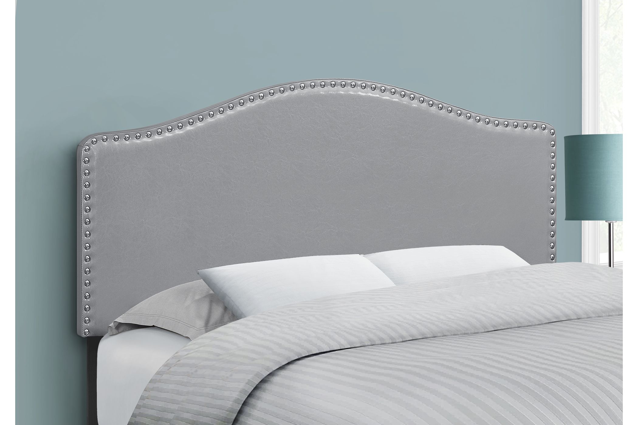 Wolfe Grey Faux Leather Full Headboard