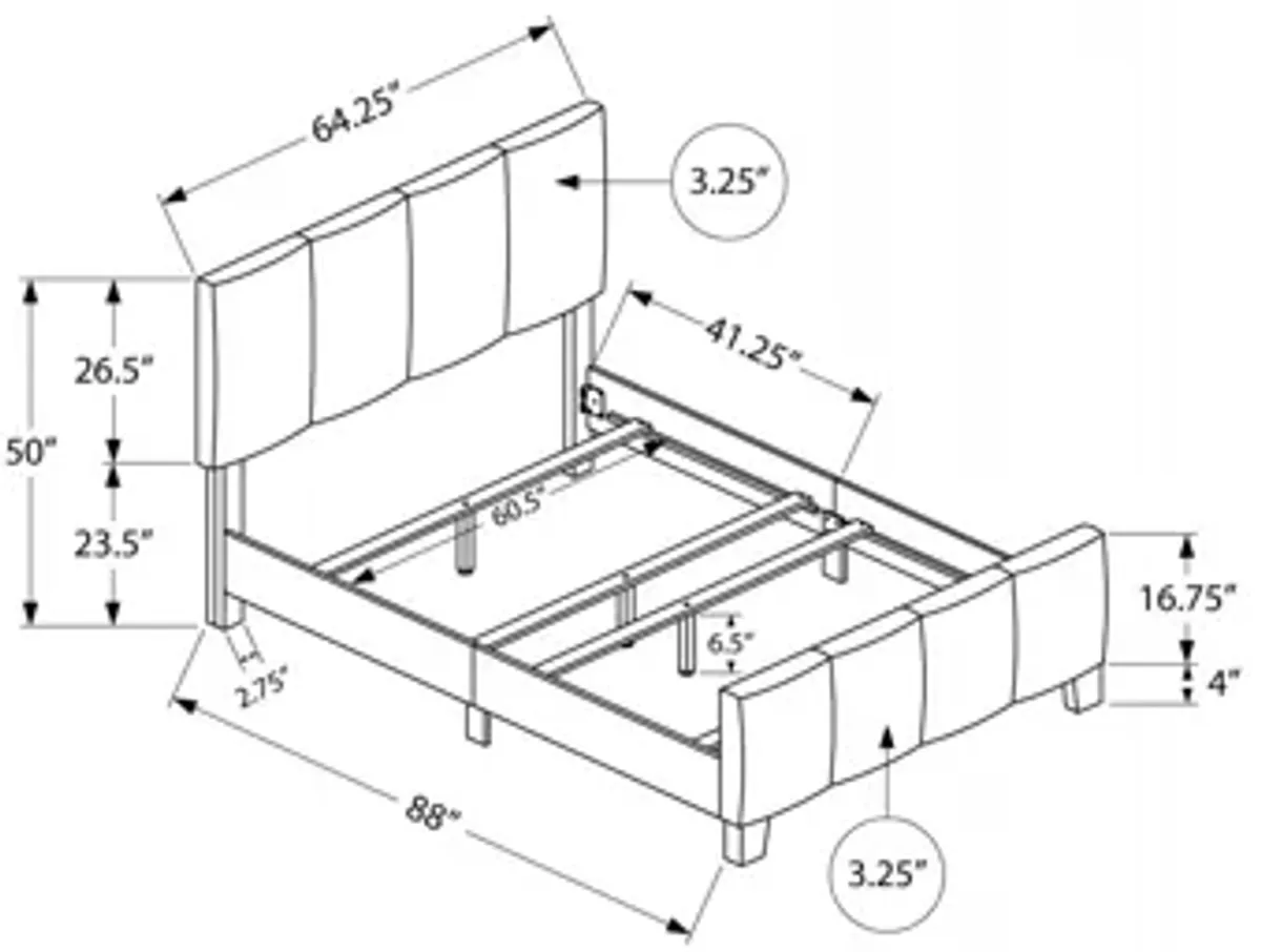 Bed - Queen Size / Grey Linen