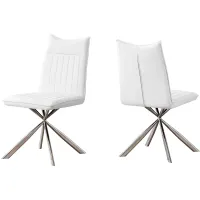 DINING CHAIR - 2PCS / 36"H / WHITE LEATHER-LOOK / CHROME