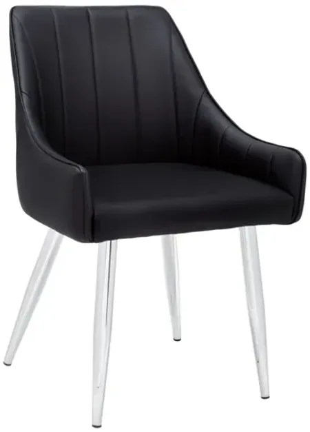 Dining Chair - 2Pcs / 33"H / Black Leather-Look / Chrome