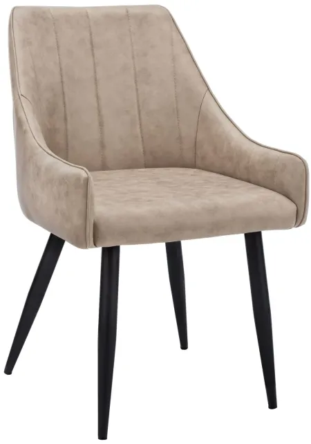 Dining Chair - 2Pcs / 33"H / Taupe Fabric / Black Metal