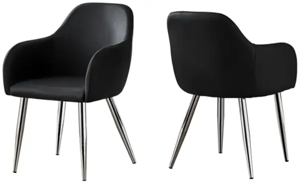 Set of 2 Black Leather-Look Dining Chairs