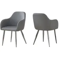 Bachar Grey Faux Leather Dining Chairs, Set of 2