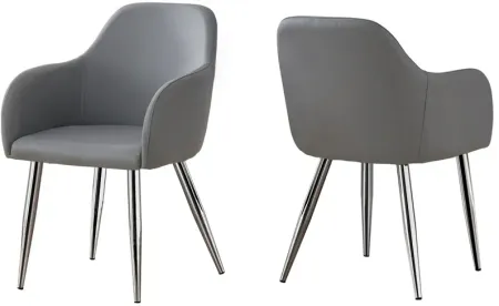 Bachar Grey Faux Leather Dining Chairs, Set of 2