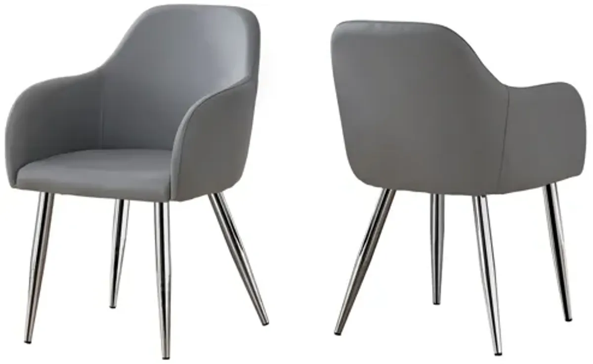 Bachar Grey Faux Leather Dining Chairs, Set of 2