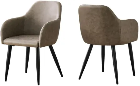 Bachar Taupe Faux Leather Dining Chairs, Set of 2