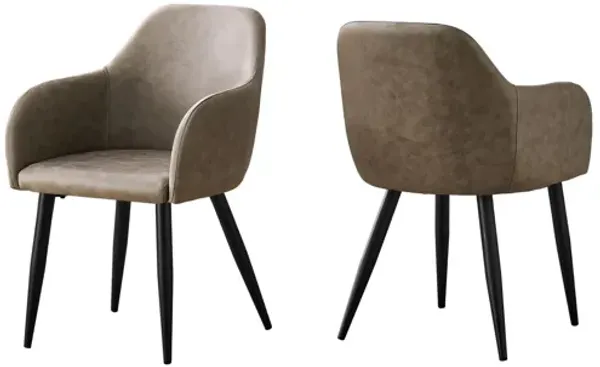 Bachar Taupe Faux Leather Dining Chairs, Set of 2
