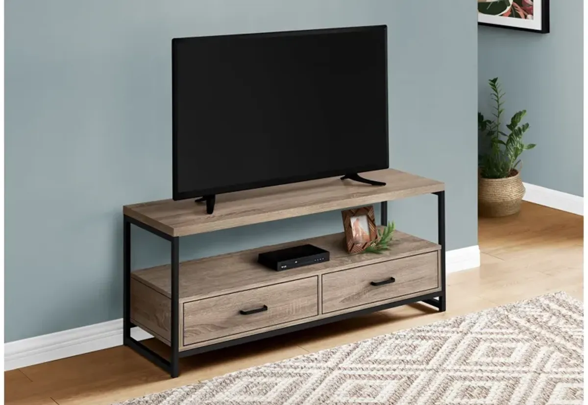 Tv Stand - 48"L / Dark Taupe / Black Metal