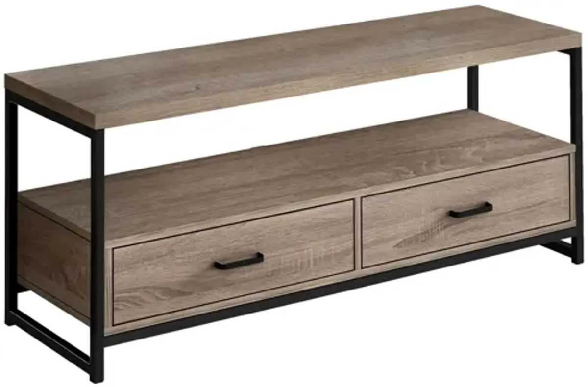 Tv Stand - 48"L / Dark Taupe / Black Metal