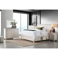 San Mateo 5-Piece White Solid Wood King Storage Bedroom Set
