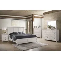 San Mateo White Solid Wood Queen Bed