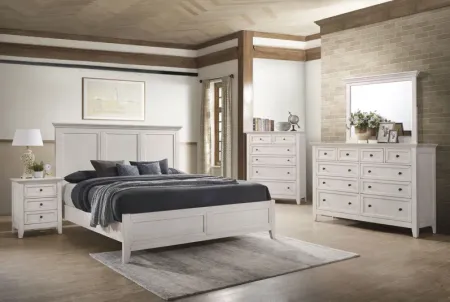 San Mateo White Solid Wood Queen Bed