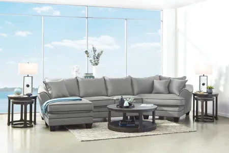 Dylan Grey 3-Piece Chaise Sectional with Right Arm Facing Cuddler