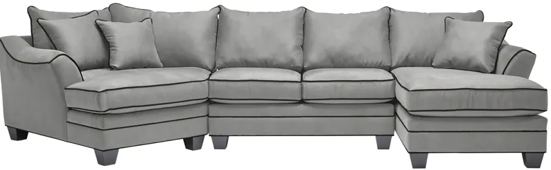 Dylan Grey 3-Piece Chaise Sectional with Left Arm Facing Cuddler