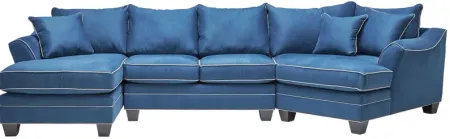 Dylan Blue 3-Piece Chaise Sectional with Right Arm Facing Cuddler