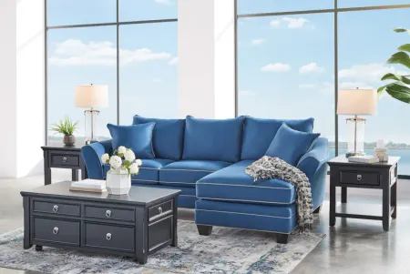Dylan Blue 2-Piece Sectional with Right Arm Facing Chaise
