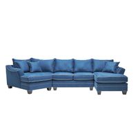 Dylan Blue 3-Piece Chaise Sectional with Left Arm Facing Cuddler