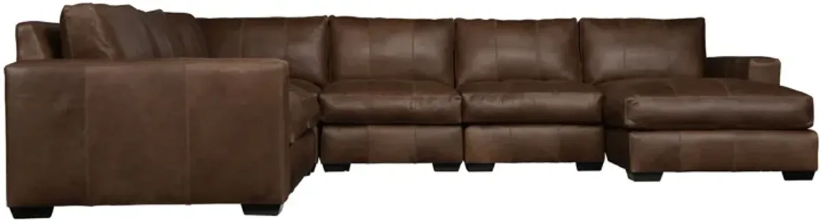Dawkins 6-Piece Leather Sectional with Right-Facing Chaise by Bernhardt